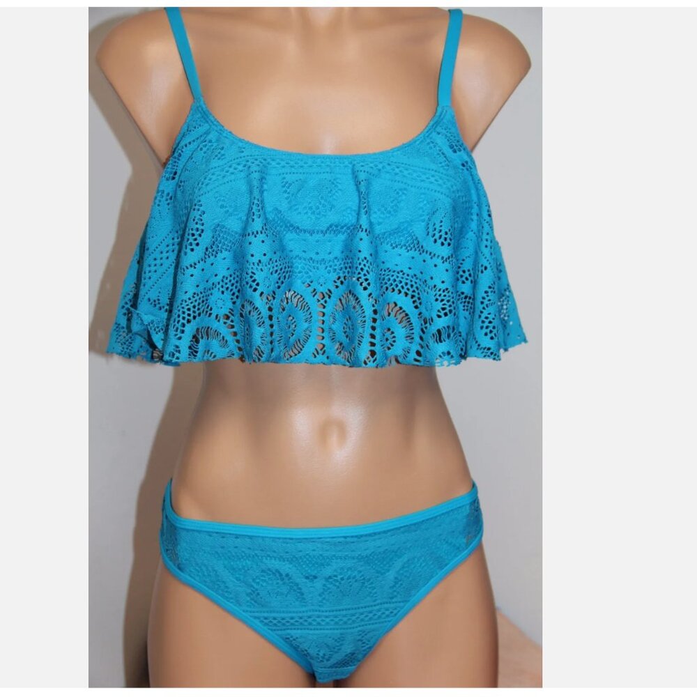 NWT Kenneth Cole Reaction Swimsuit Bikini 2pc Set  Crochet BLH